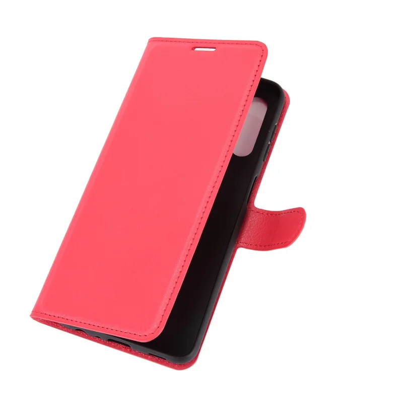 Litchi Texture Wallet Leather Protector Phone Stand Cover for Samsung Galaxy A32 5G / M32 5G - Red