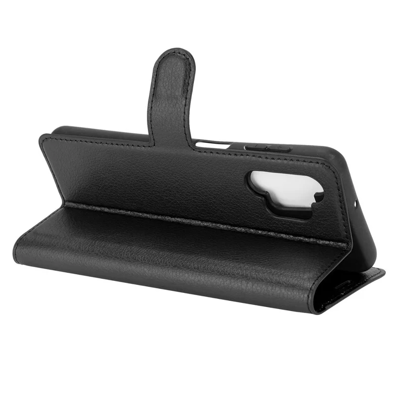 Чехол-бумажник из искусственной кожи с текстурой личи, с подставкой, защитный чехол для Samsung Galaxy A32 5G / M32 5G - Черный