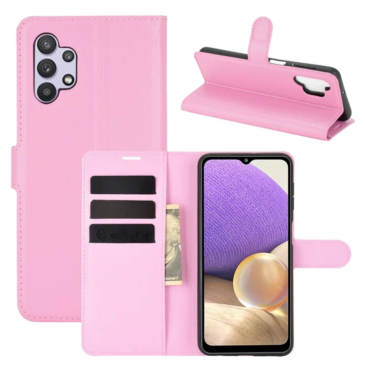 Porta Del Telefono Per Protezione Per Protezione Del Portafoglio di Texture Litchi Per Samsung Galaxy A32 5G/M32 5G - Rosa