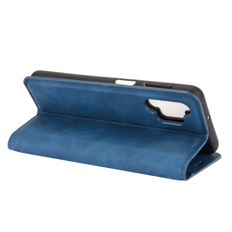 غطاء جلد بملمس ناعم مع محفظة وحامل مغناطيسي تلقائي الالتصاق لهاتف Samsung Galaxy A32 5G / M32 5G - أزرق