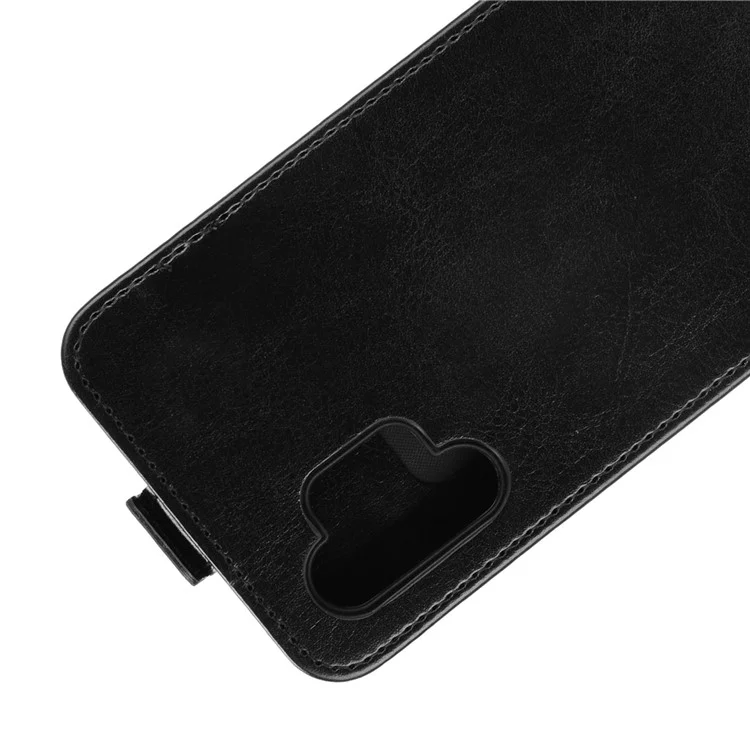 Diseño Del Soporte de la Tarjeta Flip Vertical Crazy Horse Textura Case de Cuero Para Samsung Galaxy A32 5G/M32 5G - Negro