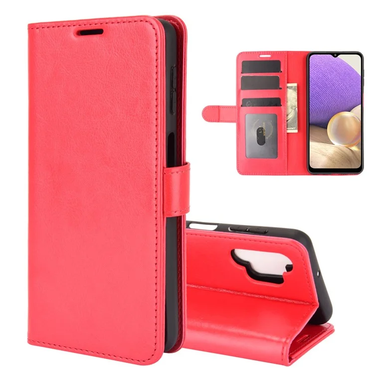 Brieftasche Design Crazy Horse Texture Leder Cover Stand Hülle Für Samsung Galaxy A32 5G/M32 5G - Rot