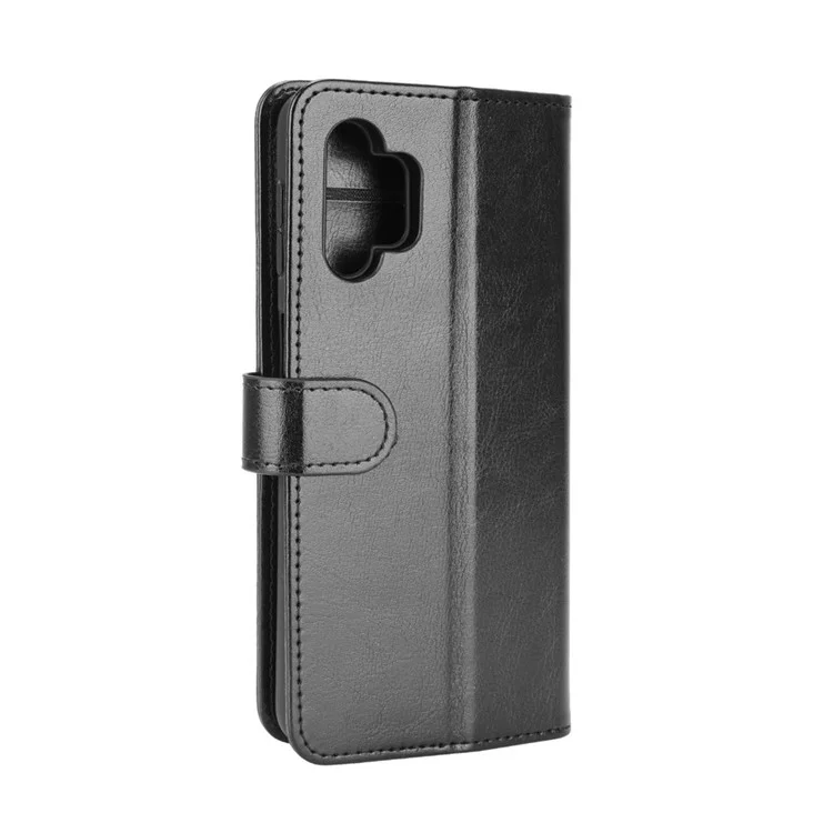 Cartera Diseño Crazy Horse Textura Cuero Funda Soporte para Samsung Galaxy A32 5G/M32 5G - Negro
