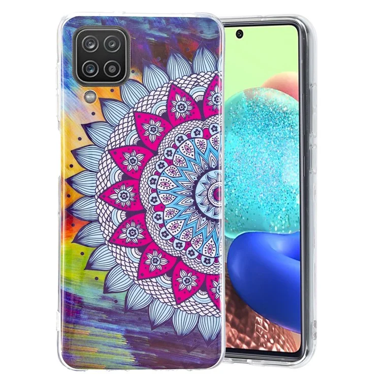 Unique Noctilucent IMD TPU Soft Phone Cover for Samsung Galaxy A12 - Half The Flower