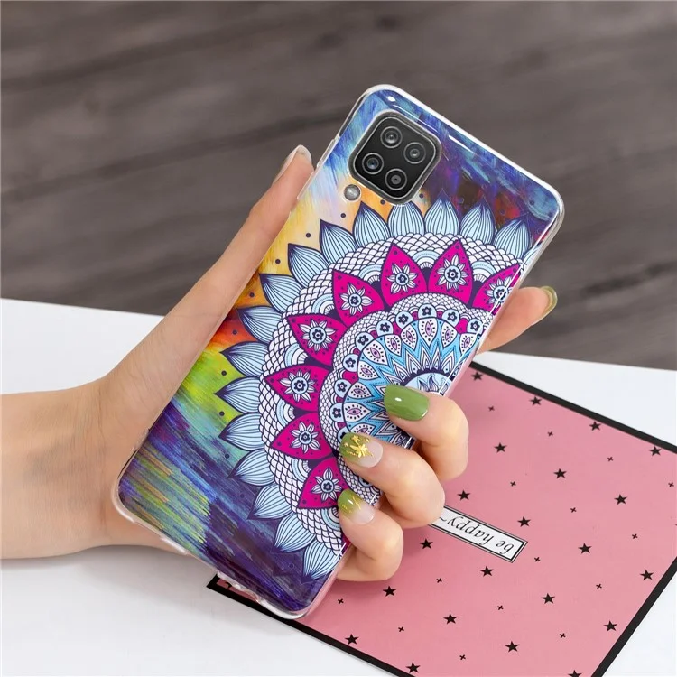 Unique Noctilucent IMD TPU Soft Phone Cover for Samsung Galaxy A12 - Half The Flower