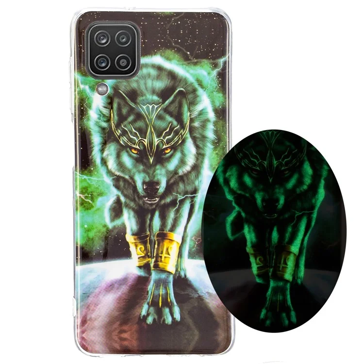 Unique Noctilucent IMD TPU Soft Phone Cover for Samsung Galaxy A12 - A Fierce Wolf