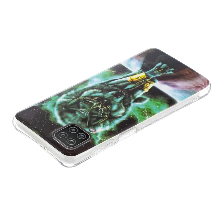 Unique Noctilucent IMD TPU Soft Phone Cover for Samsung Galaxy A12 - A Fierce Wolf