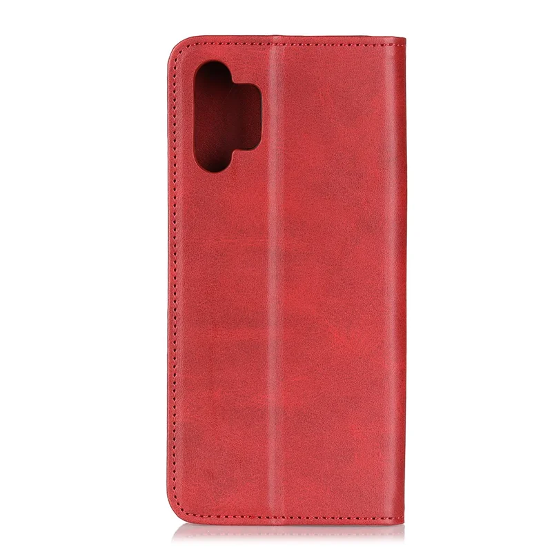 Wallet Stand Split Leather Magnetic Closure Protective Case for Samsung Galaxy A32 4G (EU Version) - Red