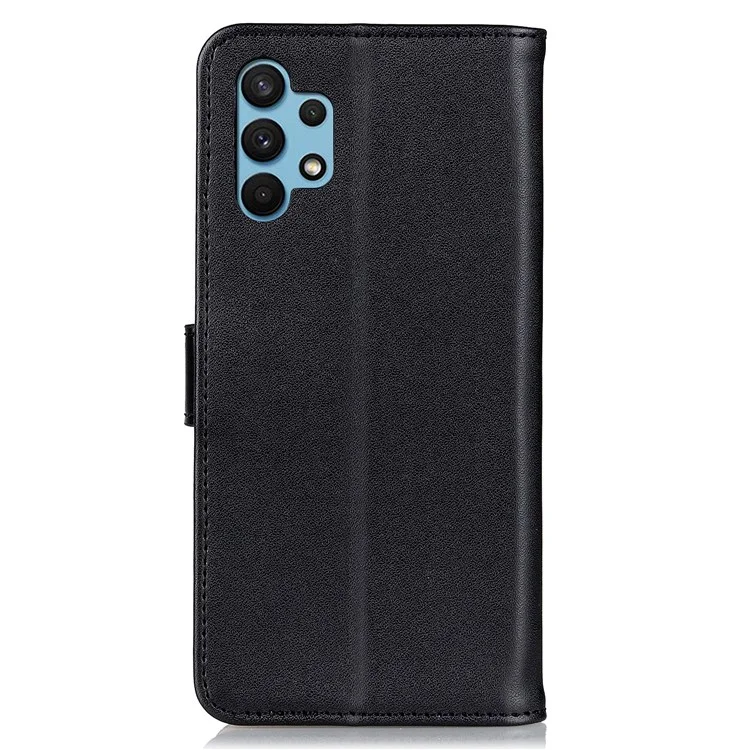 For Samsung Galaxy A32 4G (EU Version) PU Leather Magnetic Flip Case Stand Shockproof Wallet Phone Cover - Black