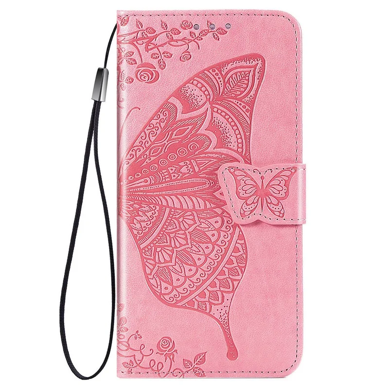 Empreinte Big Butterfly le Cuir de Portefeuille Shell Téléphone Pour Samsung Galaxy A32 5G / M32 5G - Rose