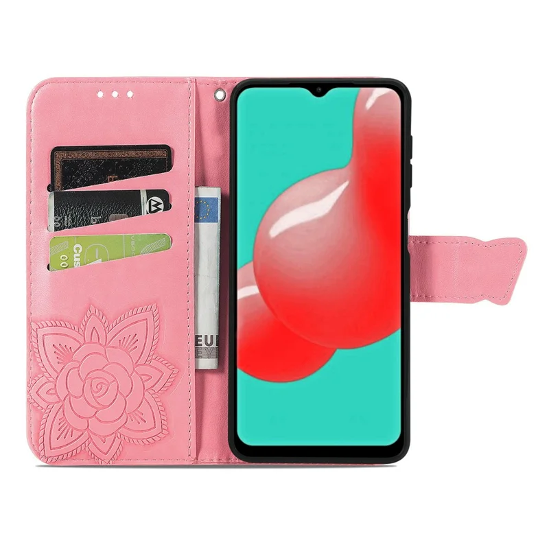 Empreinte Big Butterfly le Cuir de Portefeuille Shell Téléphone Pour Samsung Galaxy A32 5G / M32 5G - Rose