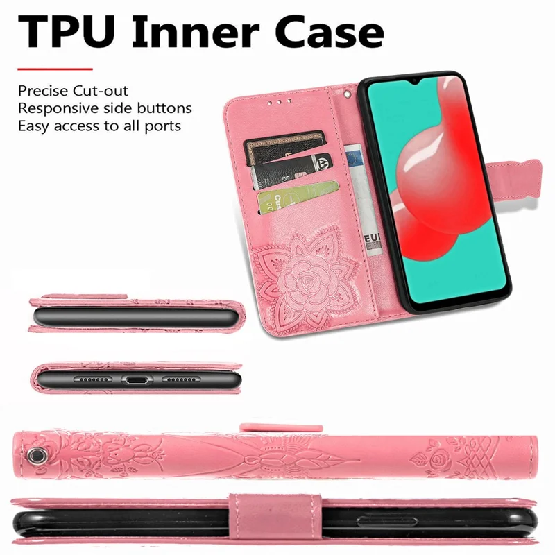 Empreinte Big Butterfly le Cuir de Portefeuille Shell Téléphone Pour Samsung Galaxy A32 5G / M32 5G - Rose