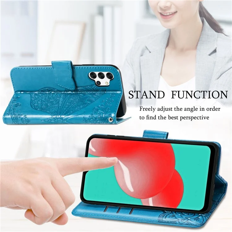 Empreinte Big Butterfly le Cuir Portefeuille Shell Téléphone Pour Samsung Galaxy A32 5G - Violet Foncé