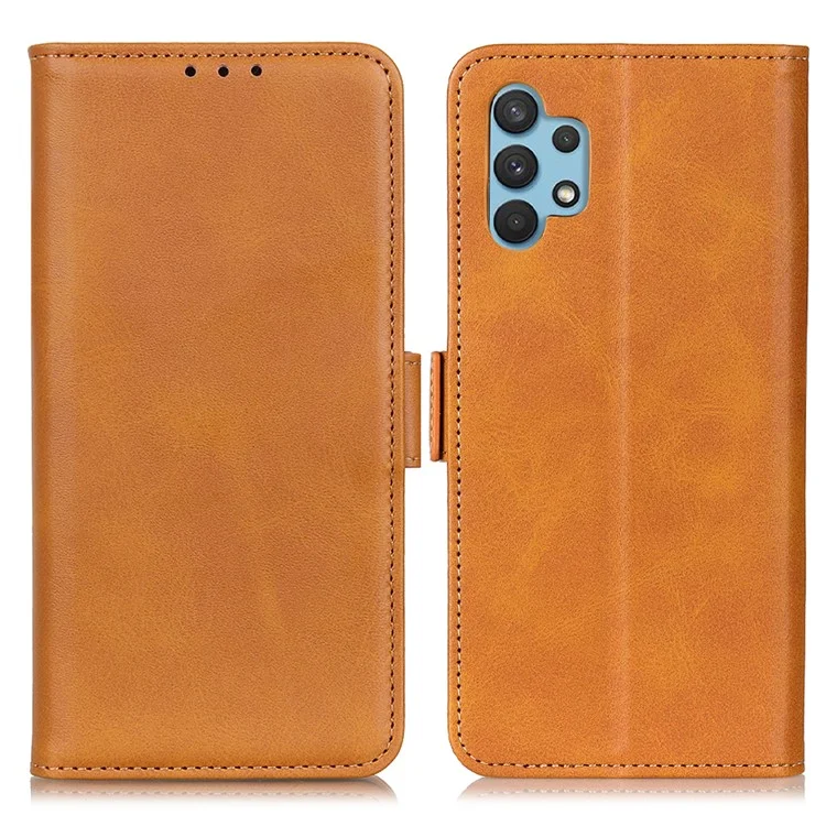 Para o Samsung Galaxy A32 4G (versão da Ue), Design Magnético Design Folio Flip Wallet Leather Stand Case - Amarelo