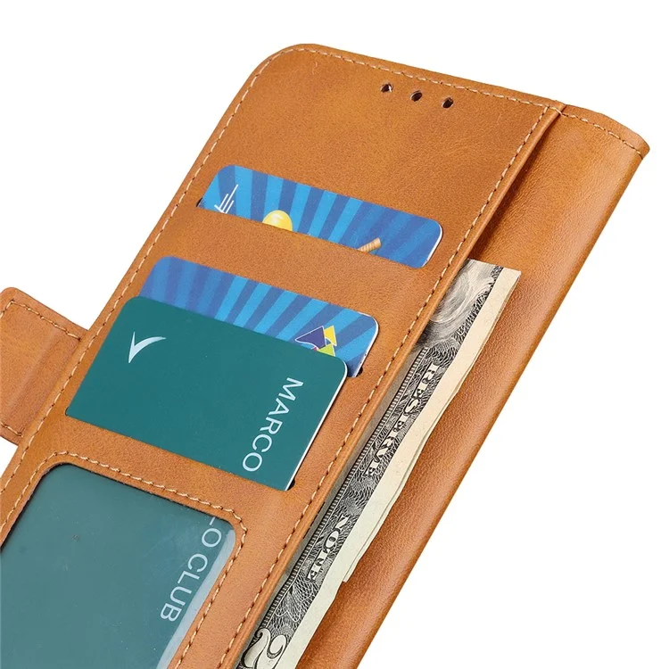 Para Samsung Galaxy A32 4G (versión de la Ue) Diseño de Broche Magnético Folio Flip Willet Stand de Cuero - Amarillo