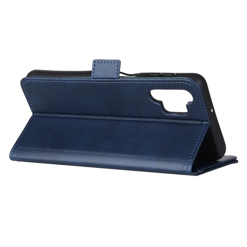 For Samsung Galaxy A32 4G (EU Version) Magnetic Clasp Design Folio Flip Wallet Leather Stand Case - Blue