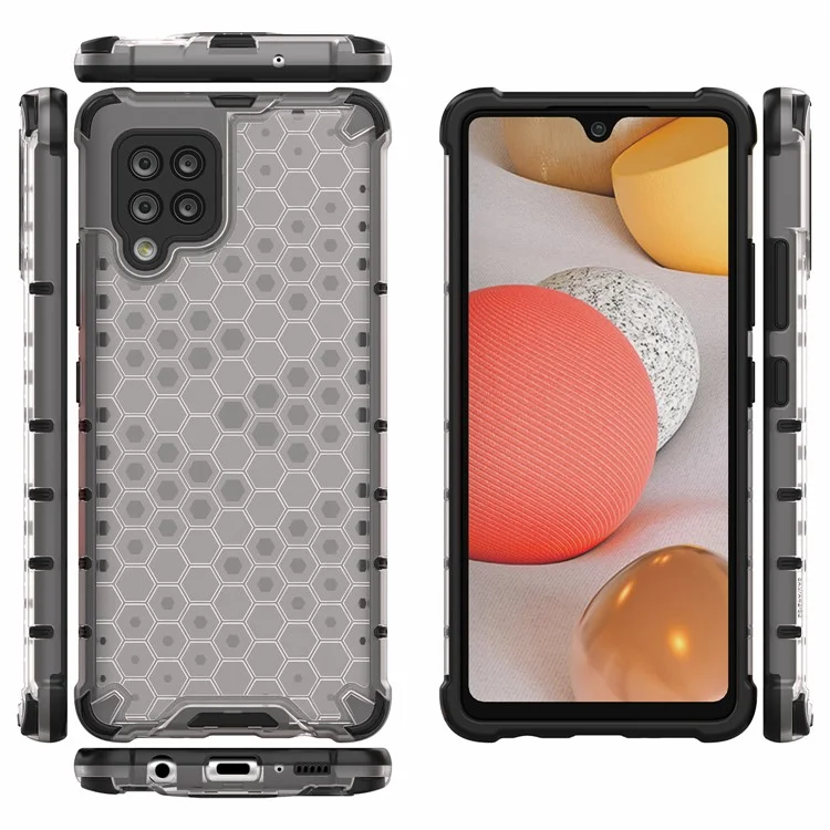 Case de Combo TPU + PC à L'amortisseur en Nid D'abeille Pour Samsung Galaxy A42 5G - Gris