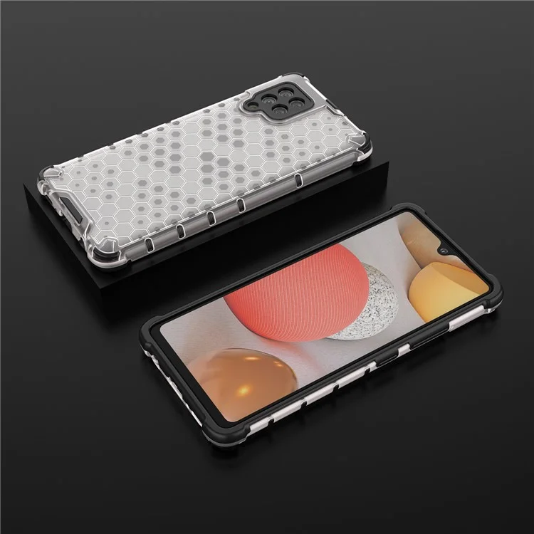 Honeycomb Pattern Shock-proof TPU + PC Combo Case for Samsung Galaxy A42 5G - Grey