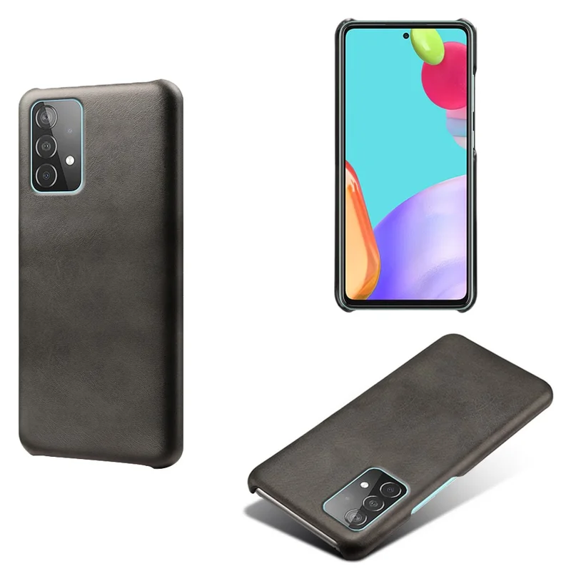 KSQ etui z tworzywa PC z powłoką z kory PU na telefon Samsung Galaxy A52 4G/5G / A52s 5G - Czarny