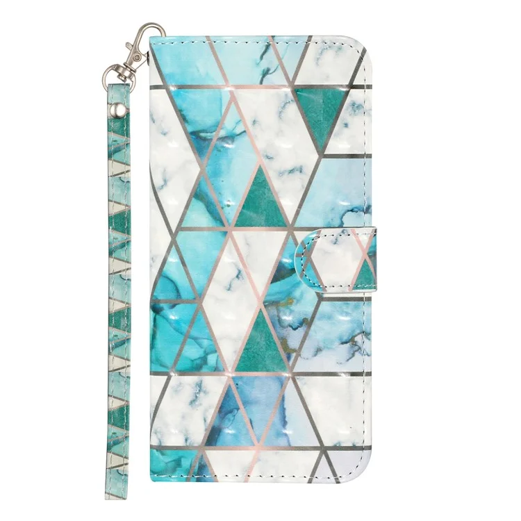 Portafoglio Design Pattern Stampa Custodia in Pelle con Supporto per Telefono e Cordino per Samsung Galaxy A32 5G/M32 5G - Motivo in Marmo a Spaccatura