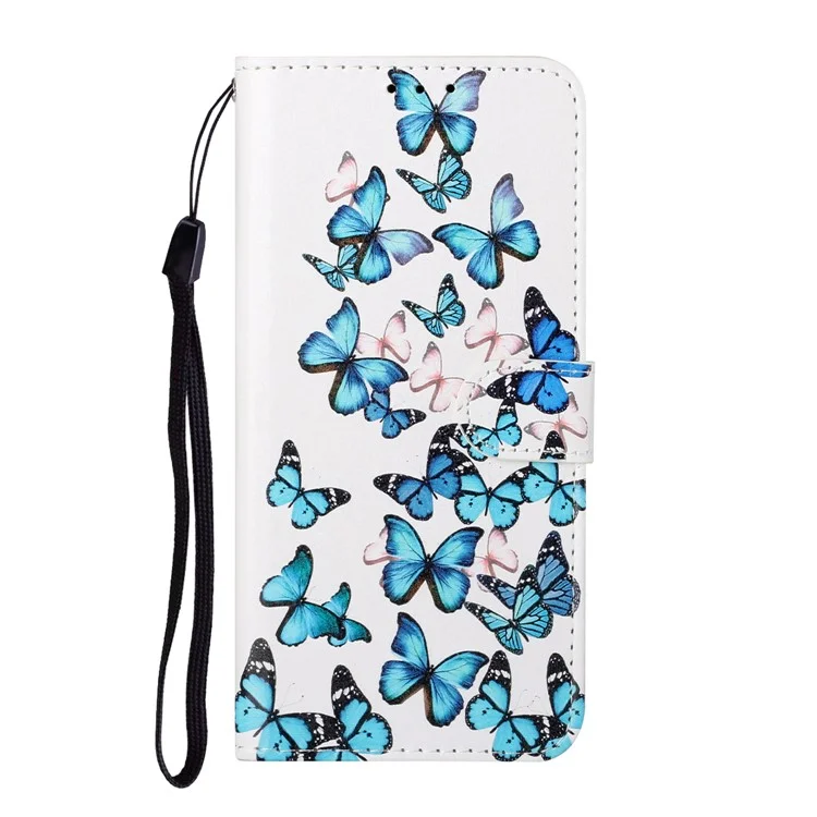 Pattern Printing Leather Protector Cover for Samsung Galaxy A32 5G/M32 5G - Blue Butterfly