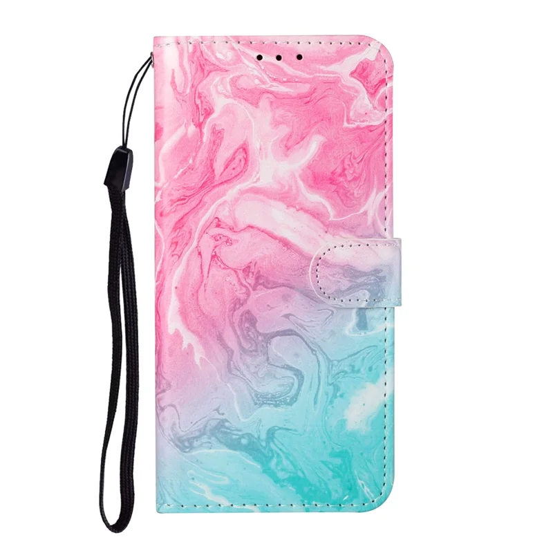 Pattern Printing Leather Protector Cover for Samsung Galaxy A32 5G/M32 5G - Pink Green