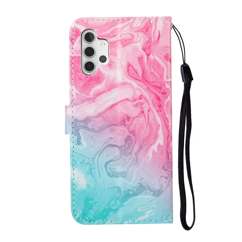 Pattern Printing Leather Protector Cover for Samsung Galaxy A32 5G/M32 5G - Pink Green