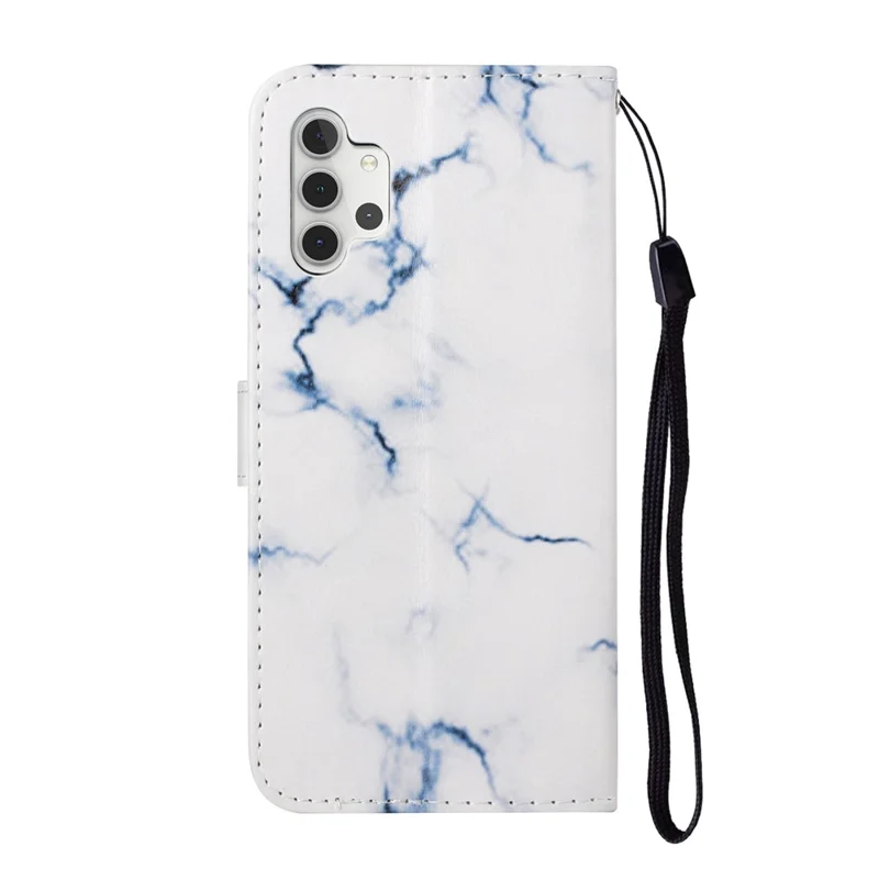 Mönstertryckt läderförvaringsfodral för Samsung Galaxy A32 5G/M32 5G – Vit