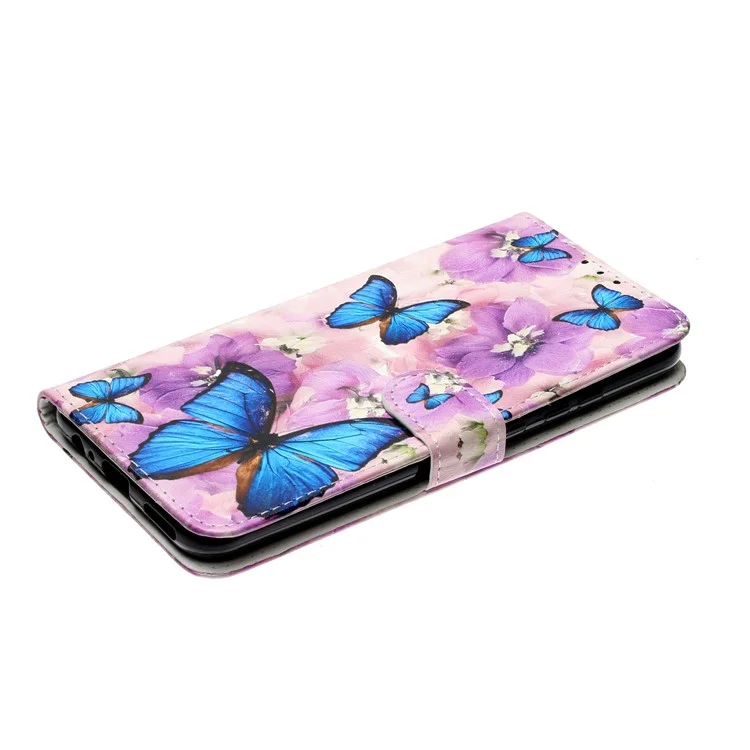 Embossed Patterned Wallet Stand Leather Phone Case with Strap for Samsung Galaxy A12 - Butterfly