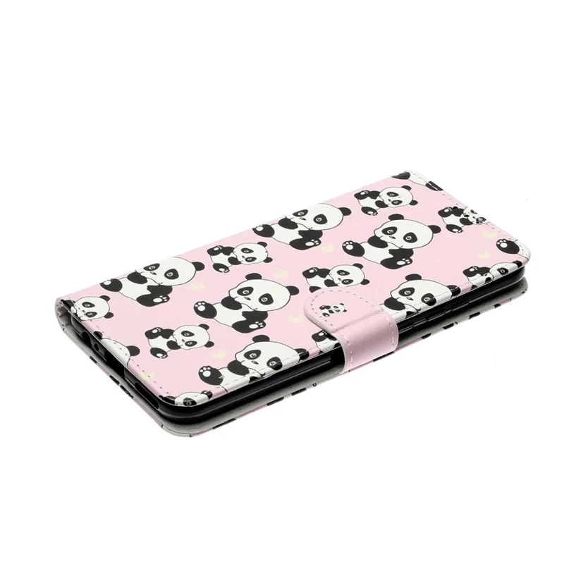 Embossed Patterned Wallet Stand Leather Phone Case with Strap for Samsung Galaxy A12 - Panda