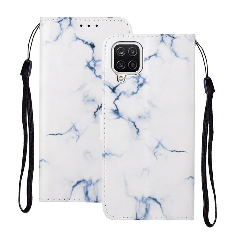 Pattern Printing Leather Protector Cover for Samsung Galaxy A12 - White