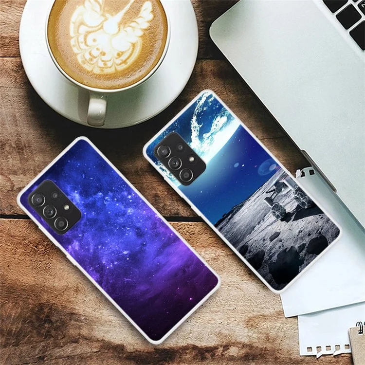 Étui de téléphone portable en TPU souple à motif ciel étoilé pour Samsung Galaxy A52 4G/5G / A52s 5G - Ville sous le ciel étoilé
