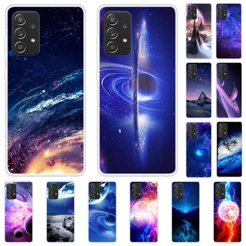 Starry Sky Pattern Printing TPU Soft Cell Phone Case for Samsung Galaxy A52 4G/5G / A52s 5G - the Milky Way