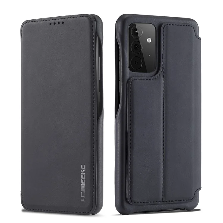 LC.IMEEKE Retro Style Protector Stand Leather Case with Card Holder for Samsung Galaxy A52 4G/5G / A52s 5G - Black