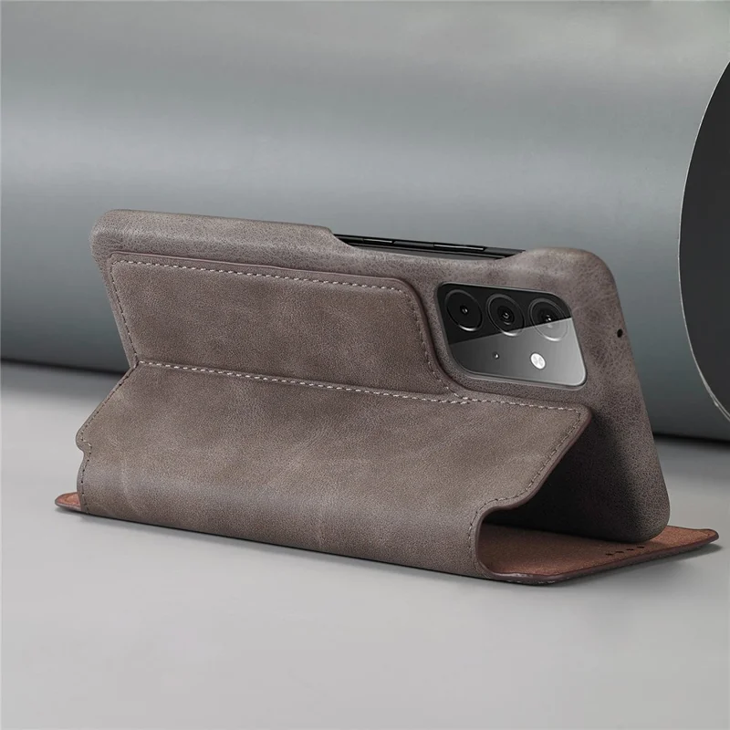 LC.IMEEKE Retro Style Protector Stand Leather Case with Card Holder for Samsung Galaxy A52 4G/5G / A52s 5G - Grey