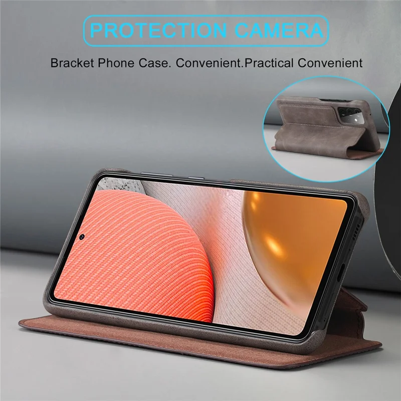 LC.IMEEKE Retro Style Protector Stand Leather Case with Card Holder for Samsung Galaxy A52 4G/5G / A52s 5G - Grey