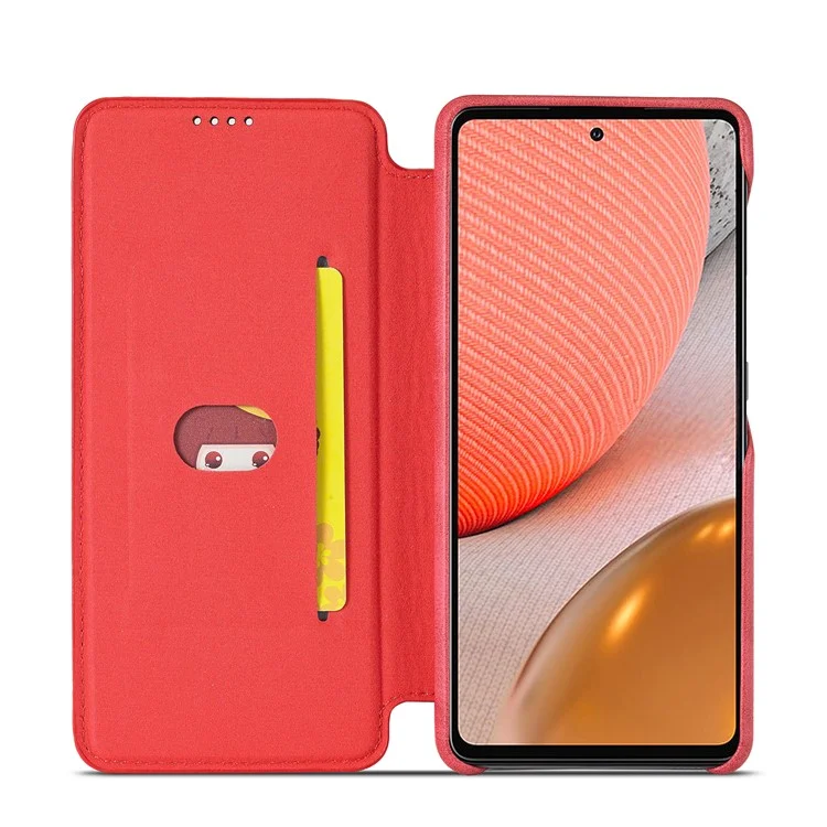 LC.IMEEKE Retro Style Protector Stand Leather Case with Card Holder for Samsung Galaxy A52 4G/5G / A52s 5G - Red