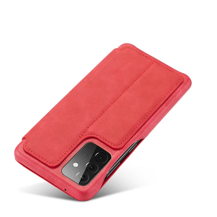 LC.IMEEKE Retro Style Protector Stand Leather Case with Card Holder for Samsung Galaxy A52 4G/5G / A52s 5G - Red