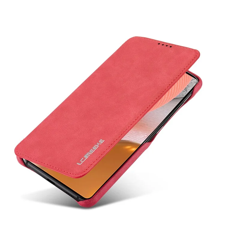 LC.IMEEKE Retro Style Protector Stand Leather Case with Card Holder for Samsung Galaxy A52 4G/5G / A52s 5G - Red