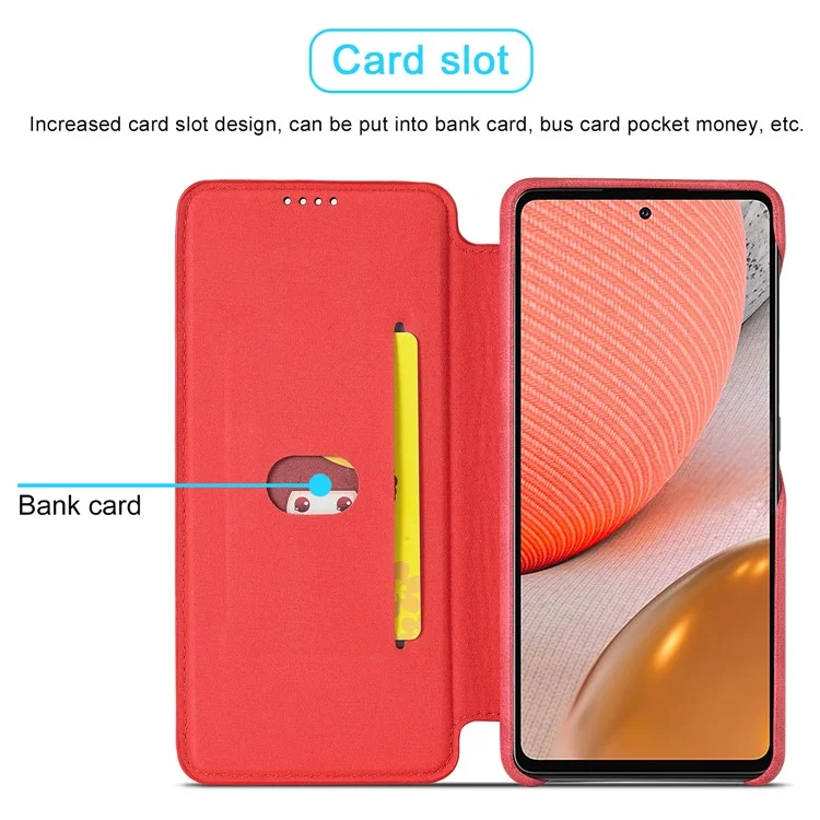 LC.IMEEKE Retro Style Protector Stand Leather Case with Card Holder for Samsung Galaxy A52 4G/5G / A52s 5G - Red