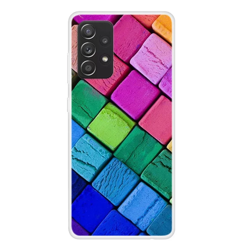 Pattern Printing Flexible TPU Phone Cover Case for Samsung Galaxy A52 4G/5G / A52s 5G - Colorized Squares