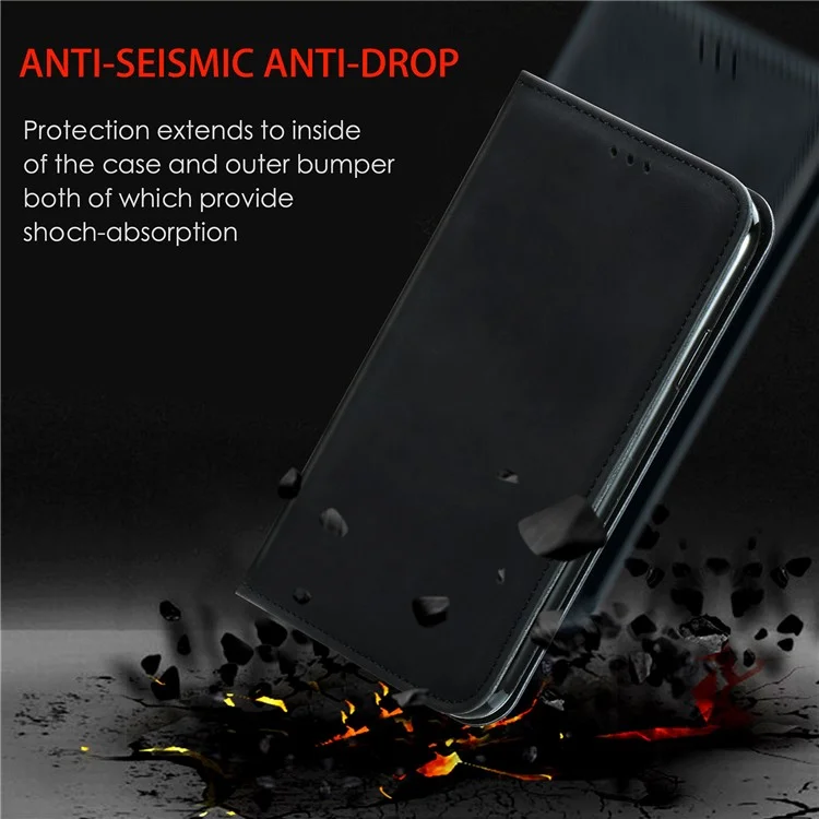 Coque de téléphone en cuir vintage PU auto-absorbante pour Samsung Galaxy A52 4G/5G / A52s 5G - Noir