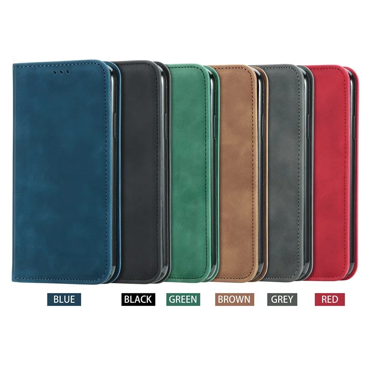 Coque de téléphone en cuir vintage PU auto-absorbante pour Samsung Galaxy A52 4G/5G / A52s 5G - Noir