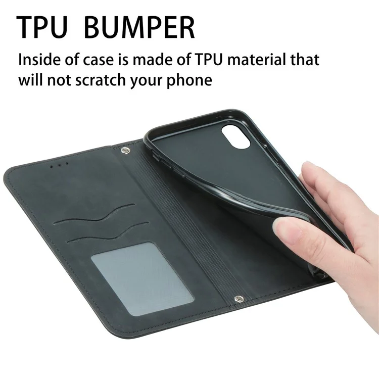 Coque de téléphone en cuir vintage PU auto-absorbante pour Samsung Galaxy A52 4G/5G / A52s 5G - Noir