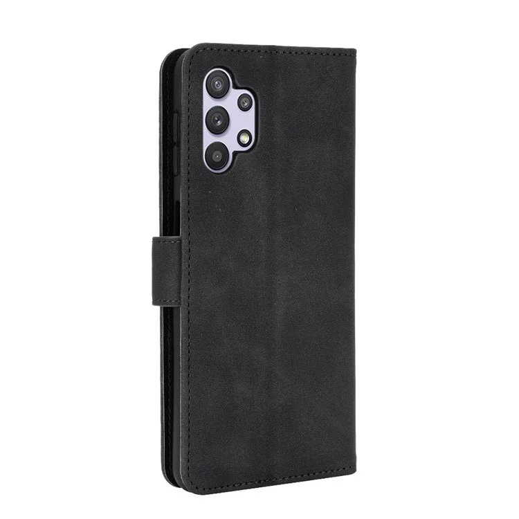 Skin-touch Protective Leather Flip Shell for Samsung Galaxy A32 5G/M32 5G Wallet Stand Cover - Black