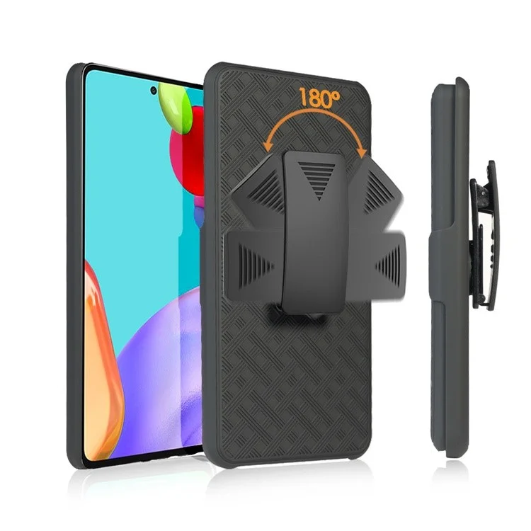 Swivel Belt Clip Holster Woven Texture PC + TPU Hybrid Case für Samsung Galaxy A52 4G/5G / A52s 5G