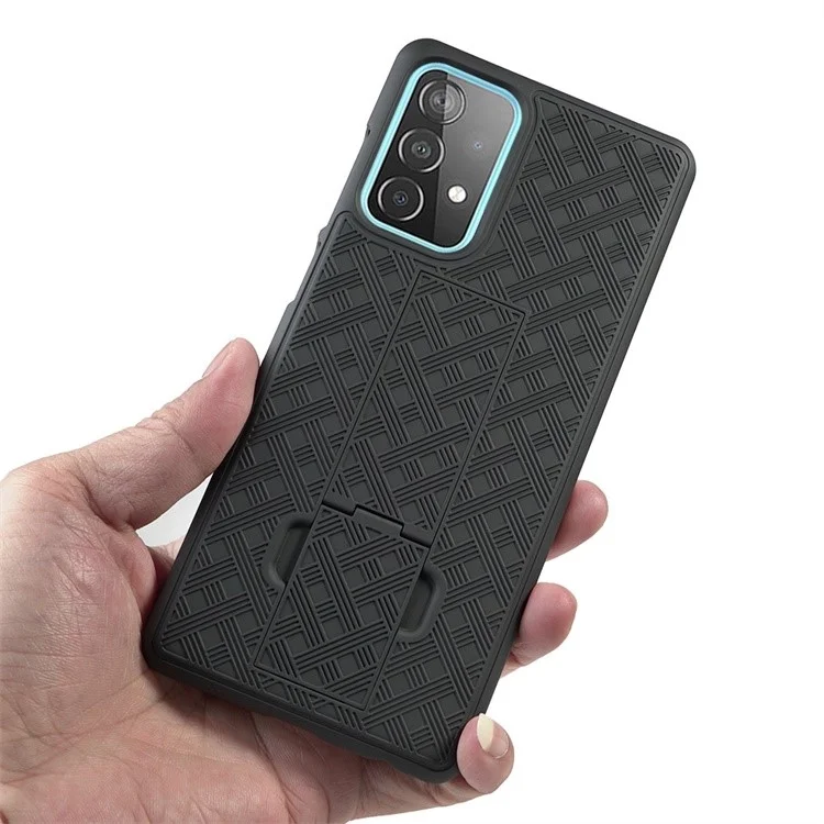 Swivel Belt Clip Holster Woven Texture PC + TPU Hybrid Case für Samsung Galaxy A52 4G/5G / A52s 5G