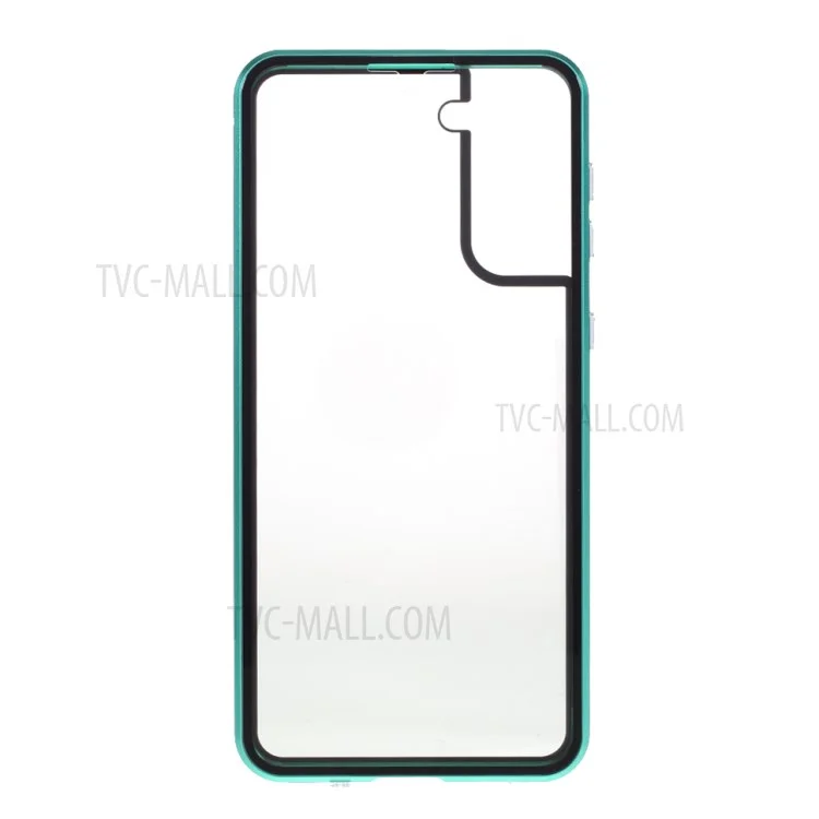 Full Protection Lock Installation Metal Frame + Double Side Tempered Glass Anti-peep Phone Case for Samsung Galaxy S21 Plus 5G - Green