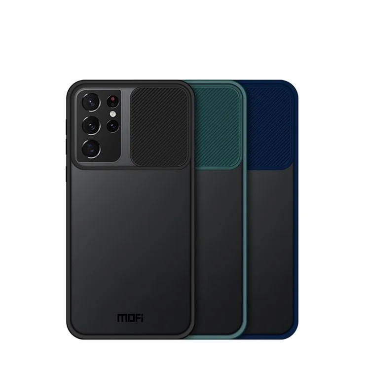 Mofi Xindun Series Schockdichte PC+TPU -abdeckung Mit Objektivschutzschild Für Samsung Galaxy S21 Ultra 5G - Blau