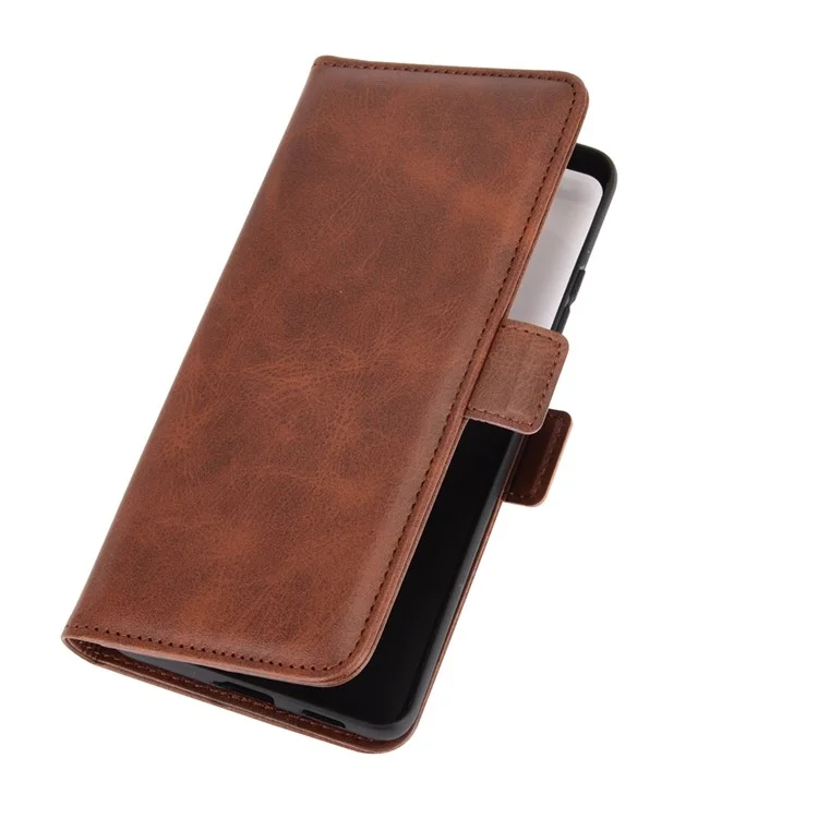 Dual Magnetic Clasp Leder Folio Flip Phone Cover Lederhülle Für Samsung Galaxy S21 Ultra 5g - Braun